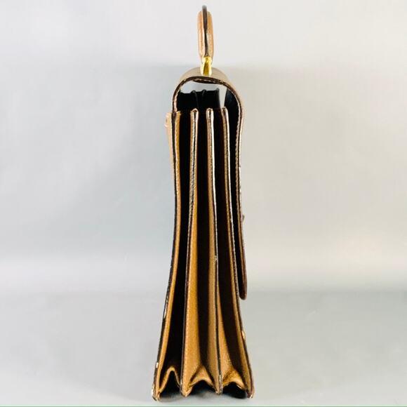 GUCCI Vintage Tan Pebble Grain Leather Combo Lock Briefcase - Picture 3 of 9